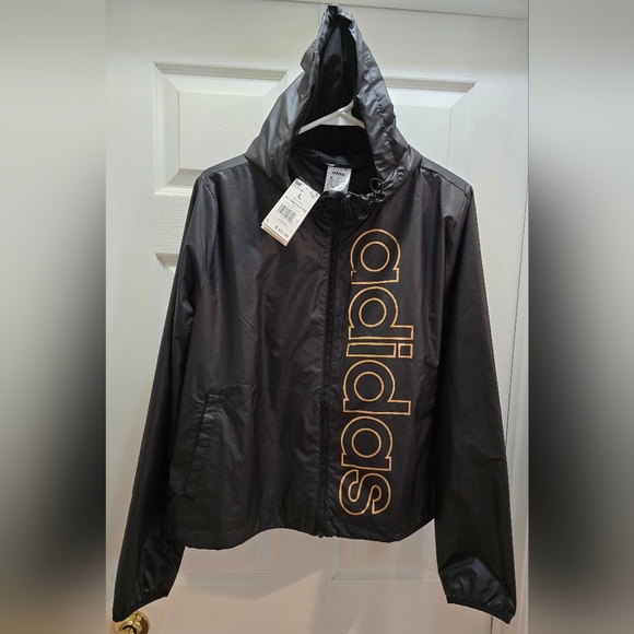Adidas Women's Black Training  Jacket with Gold Accents, Size L - Picture 1 of 6